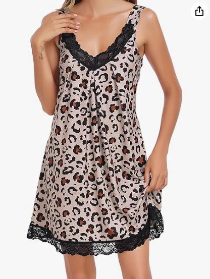 Camisón de modal con encaje y escote en V