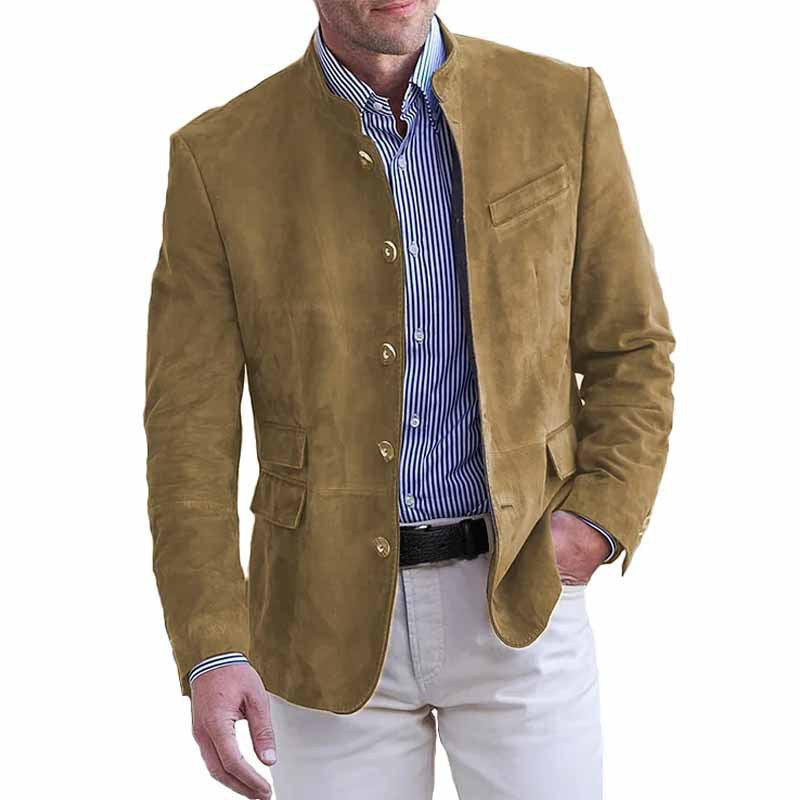 Americana de ante sintético entallada para hombre