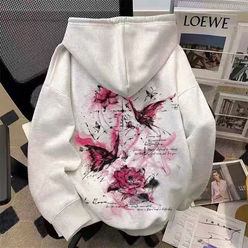 Sudadera infantil con capucha y estampado de mariposas