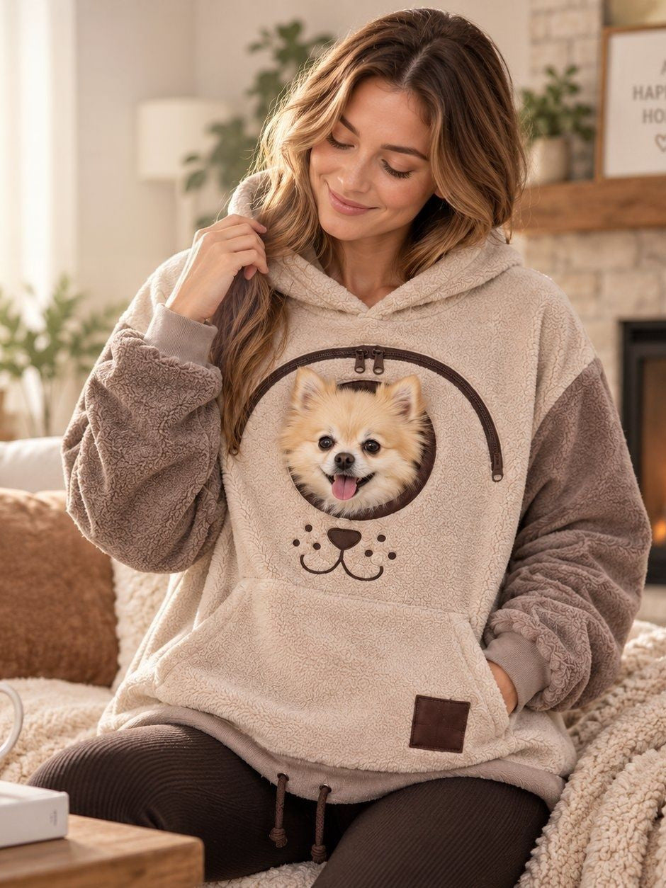 Sudadera de franela con capucha y bordado