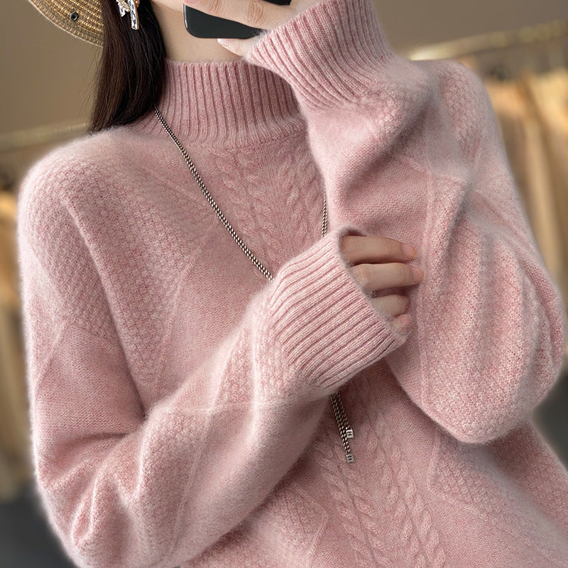 Jersey de punto trenzado con cuello alto