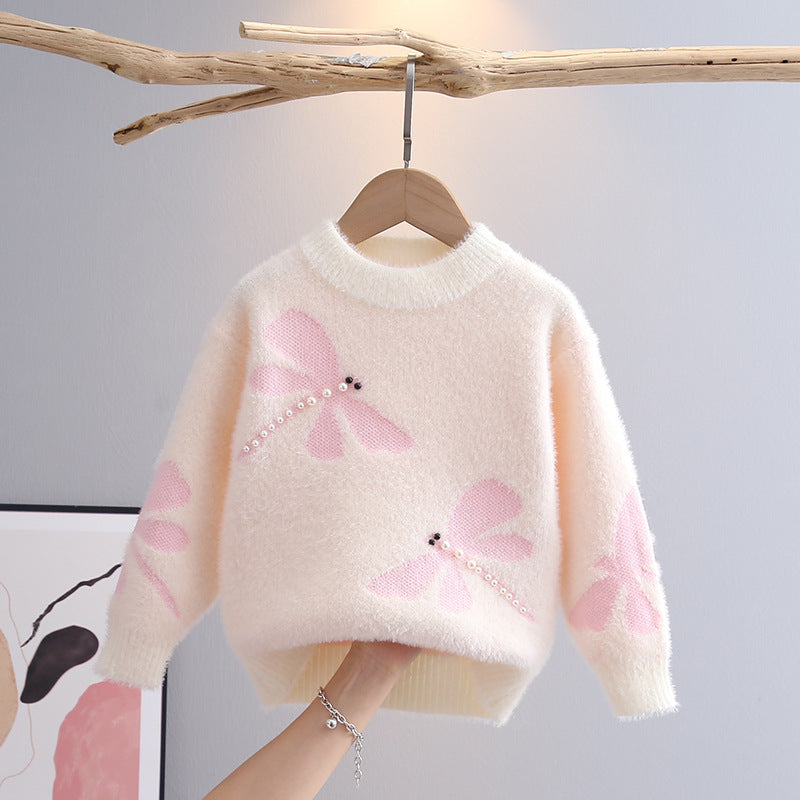Jersey de terciopelo para niña con apliques