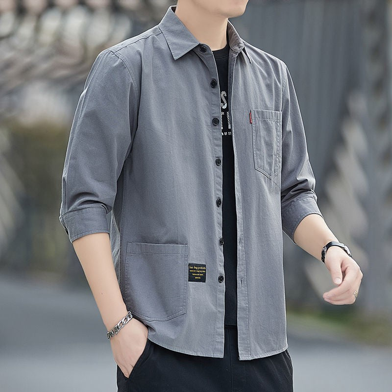 Camisa holgada de manga 3/4 para hombre