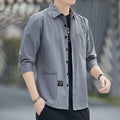 Camisa holgada de manga 3/4 para hombre