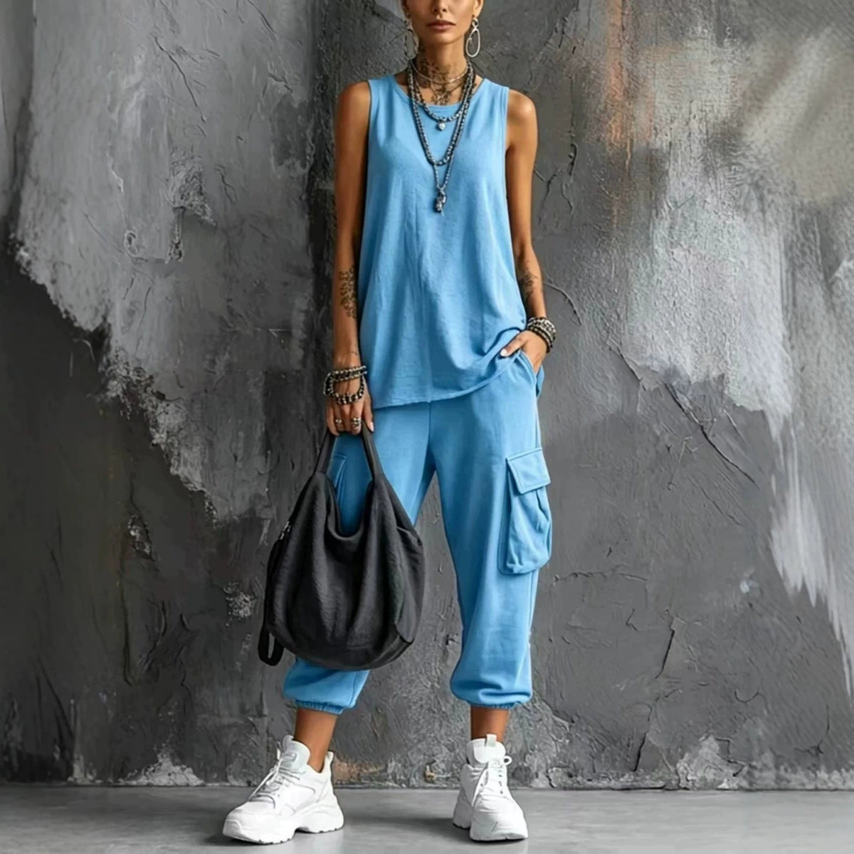 Conjunto de top sin mangas y pantalón