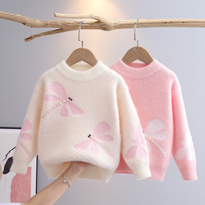 Jersey de terciopelo para niña con apliques