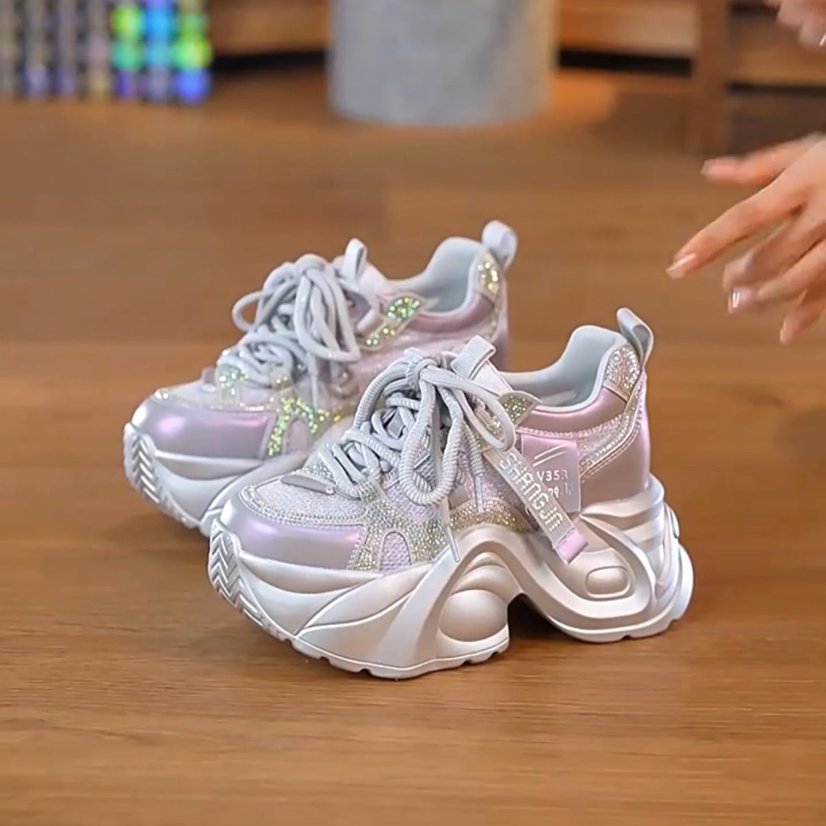 Zapatillas con plataforma de malla transpirable